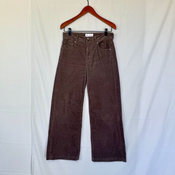 Gap High Stride Wide Leg Basic Brown Stretch Corduroy 70s Rero Jeans  Size 29 - Picture 1 of 11